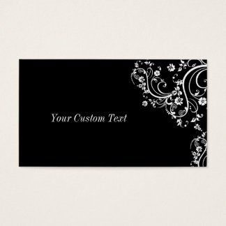 Zwart-wit Flower Scroll Visitekaartjes