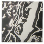 Zwart-wit Fluid Art Vaporwave Tegeltje (Voorkant)