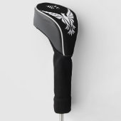Zwart-wit Flying Bald Eagle Monogram Initiaal Golfheadcover (Schuin)