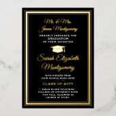 Zwart, Wit & Folie Foto Afstuderen Aankondiging (Voorkant)