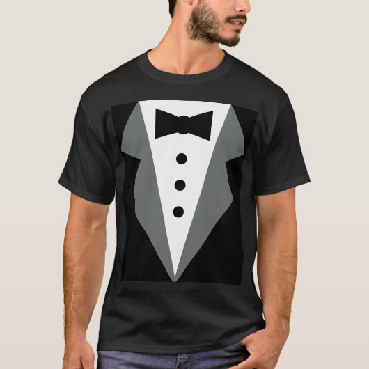 Zwart Wit Formal Tuxedo T-shirt (Voorkant)