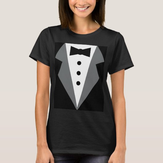 Zwart Wit Formal Tuxedo T-shirt (Voorkant)