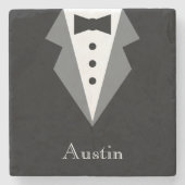 Zwart Wit Formal Tuxedo Vaderdag Stenen Onderzetter (Voorkant)