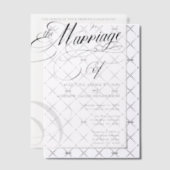 Zwart-wit formele elegante scripttypografie vellum uitnodigingen (Offset (Uitnodiging))