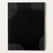 Zwart-wit Formele Geometrische Lijn Bruiloft Planner (Achterkant)