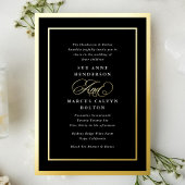 Zwart & Wit Formele Gouden Lijsten Bruiloft Folie Uitnodiging