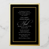 Zwart & Wit Formele Traditionele Huwelijk Folie Uitnodiging (Voorkant)