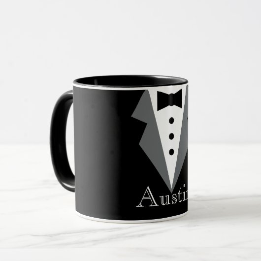 Zwart Wit Formele Tuxedo Gepersonaliseerd Mok (Voorkant links)
