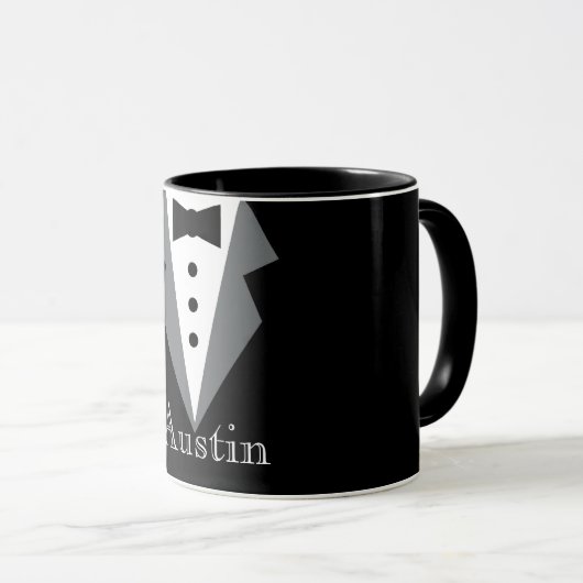 Zwart Wit Formele Tuxedo Gepersonaliseerd Mok (Voorkant rechts)