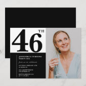 Zwart Wit Foto 46e Verjaardag Uitnodigingen (Voorkant / Achterkant)
