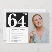 Zwart-wit foto 64ste verjaardag Uitnodigingen (Voorkant)