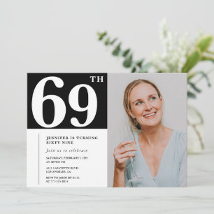 Zwart-wit foto 69e verjaardag uitnodigingen