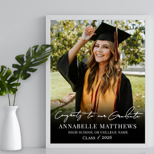 Zwart Wit Foto Afstudeerfeest Bord Poster