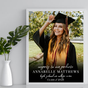 Zwart Wit Foto Afstudeerfeest Bord Poster