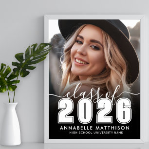 Zwart Wit Foto Afstudeerfeest Bord Poster
