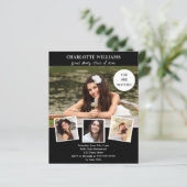 Zwart wit foto afstudeerfeest uitnodiging (Staand voorkant)