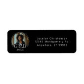 Zwart Wit Foto Afstuderen Retour Adreslabels Etiket (Voorkant)