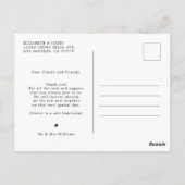 Zwart-wit foto bruiloft Dank u Briefkaart (Achterkant)