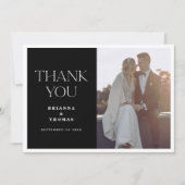 Zwart wit foto bruiloft dank u kaart (Voorkant)