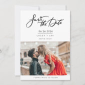 Zwart Wit Foto Bruiloft Save the Date (Voorkant)