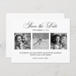 Zwart-wit foto bruiloft Save the Date Aankondigingskaart