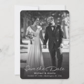 Zwart-wit foto bruiloft Save the Date Kaart (Voorkant)