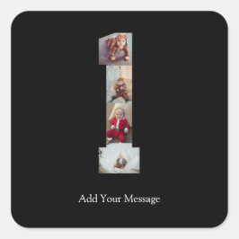 Zwart-wit foto-collage nummer 1 vierkante sticker