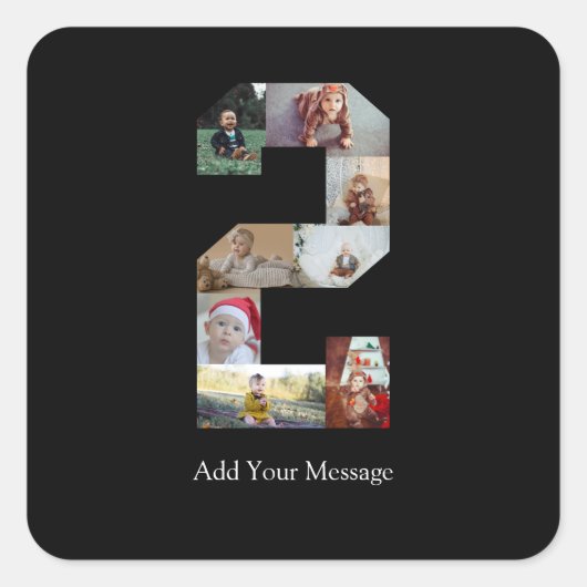 Zwart-wit foto collage nummer 2 vierkante sticker (Voorkant)