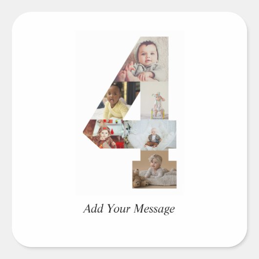 Zwart-wit foto-collage nummer 4 vierkante sticker (Voorkant)