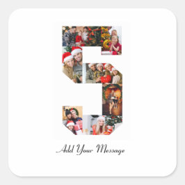 Zwart-wit foto-collage nummer 5 vierkante sticker