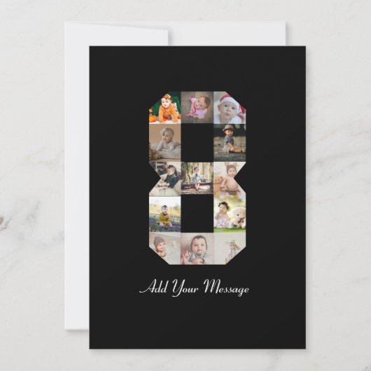 Zwart-wit foto collage nummer 8 aankondiging (Voorkant)