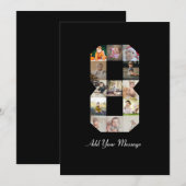 Zwart-wit foto collage nummer 8 aankondiging (Voorkant / Achterkant)