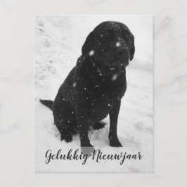 Zwart- Wit Foto Gelukkig Nieuwjaar Kerstkaart Briefkaart