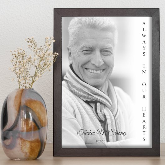 Zwart & Wit Foto Herdenkings Funeral Service Poster