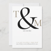 Zwart & Wit Foto Initialen Moderne bruiloft Save The Date (Voorkant)