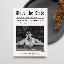 Zwart-wit foto krant Afstudeerfeest Kaart