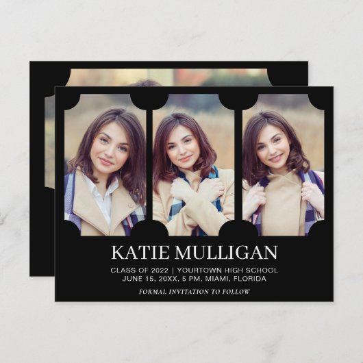 Zwart Wit Foto Middelbare School Afstuderen (Voorkant / Achterkant)