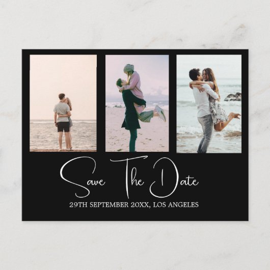 Zwart Wit Foto Moderne Bruiloft Save The Date Feestdagenkaart (Voorkant)