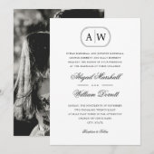 Zwart Wit Foto Monogram Huwelijk Kaart (Voorkant / Achterkant)