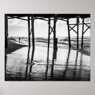 Zwart-wit Foto Ocean Isle Beach Pier Poster