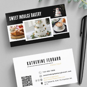 Zwart Wit Foto QR Code Bakery Visitekaartje