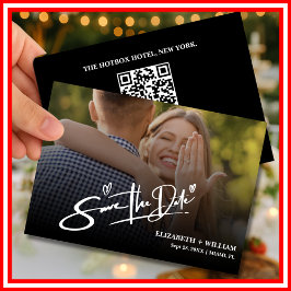 Zwart-wit foto QR-code Elegante bruiloft Save The Date