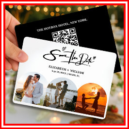 Zwart-wit foto QR-code Elegante bruiloft Save The Date