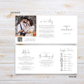 Zwart-wit foto QR Code Tijdlijn bruiloft Drieluik Uitnodiging