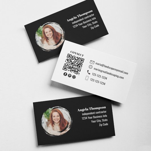 Zwart-wit foto QR-code Verbind met mij Visitekaartje