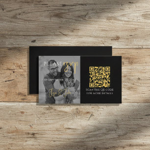 Zwart-wit foto RSVP met QR-code Informatiekaartje