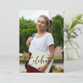 Zwart-wit foto script grad party uitnodiging (Staand voorkant)