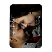 Zwart-wit foto script save the date bruiloft magneet (Verticaal)