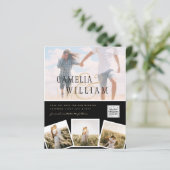 Zwart-wit FOTO Trouw Uitnodiging QR CODE Bewaar Da (Staand voorkant)