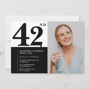 Zwart-wit foto uitnodigingen voor 42e verjaardag